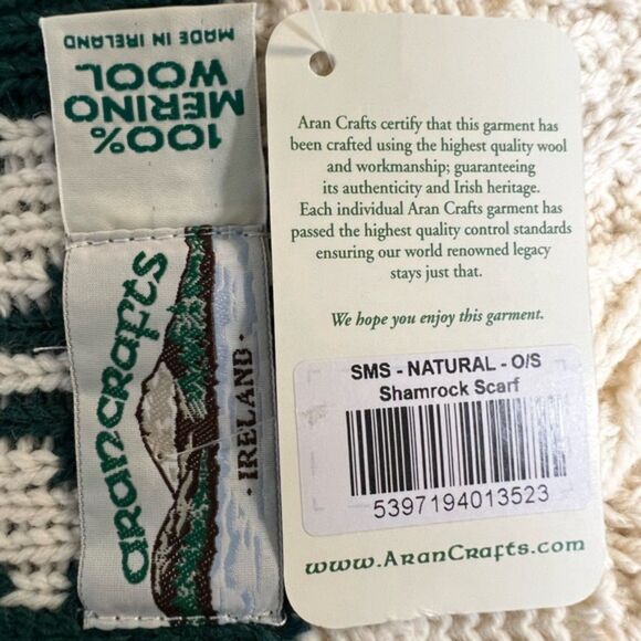 Aran Crafts Shamrock Scarf & Hat Set – 100% Merino Wool – Made in Ireland - Picture 5 of 9